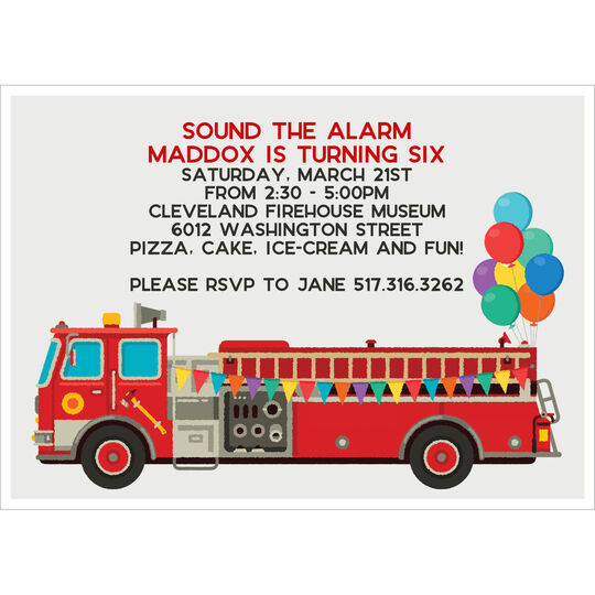 Firetruck Invitations